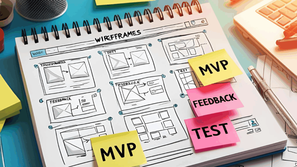 Minimum viable product planning with sketches and note